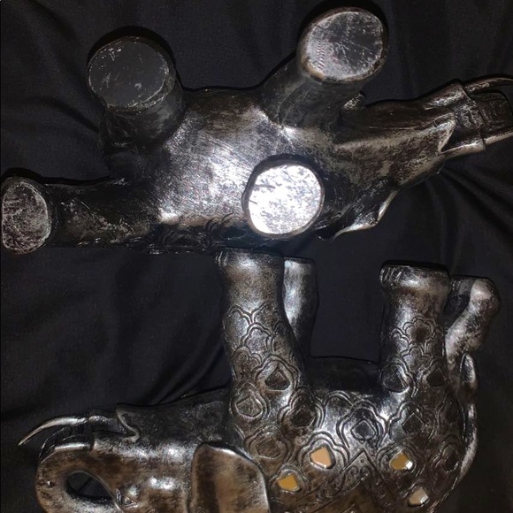 Two Decorative Gray Elephant Figurines - Picture 2 of 2